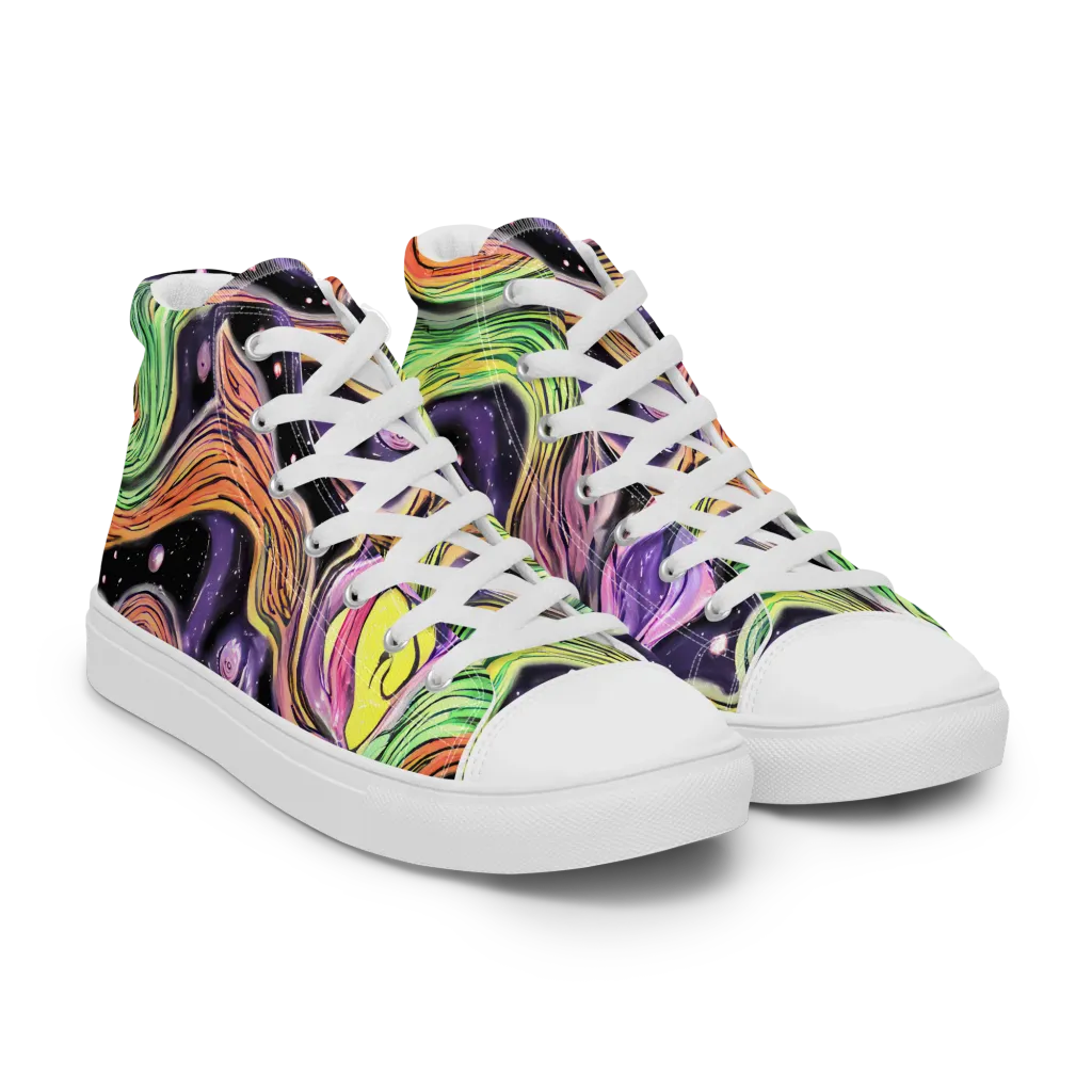 Cosmic Ribbon on Women's High Top Canvas Shoes — Right Front