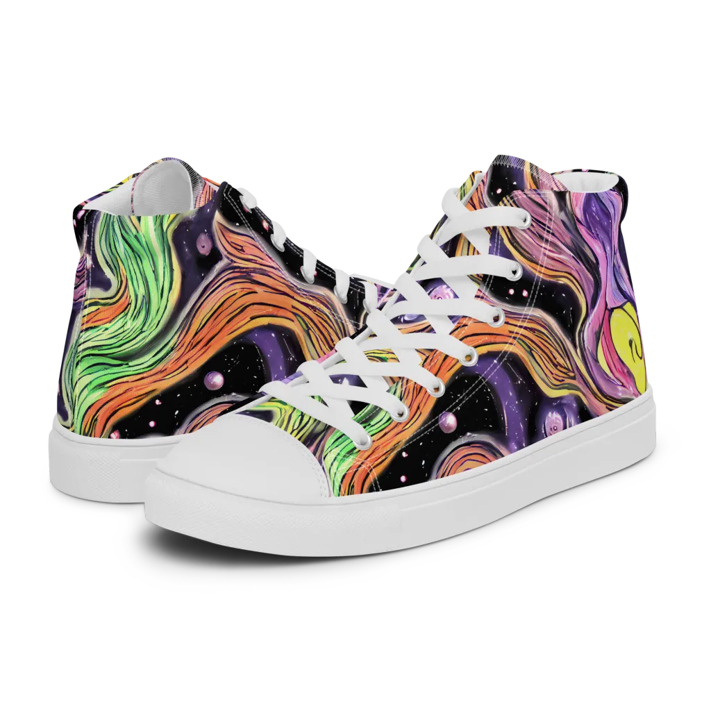 Cosmic Ribbon on Women's High Top Canvas Shoes — Left