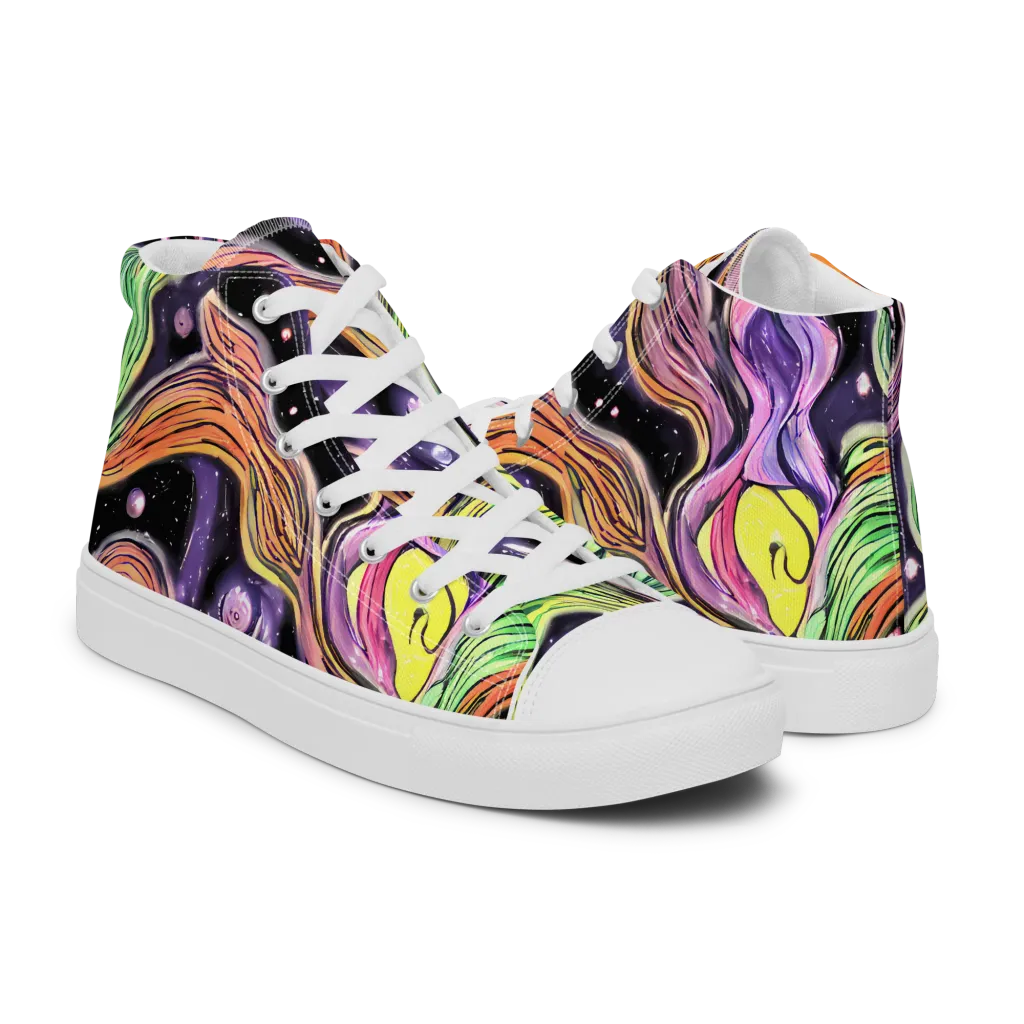 Cosmic Ribbon on Women's High Top Canvas Shoes — Right
