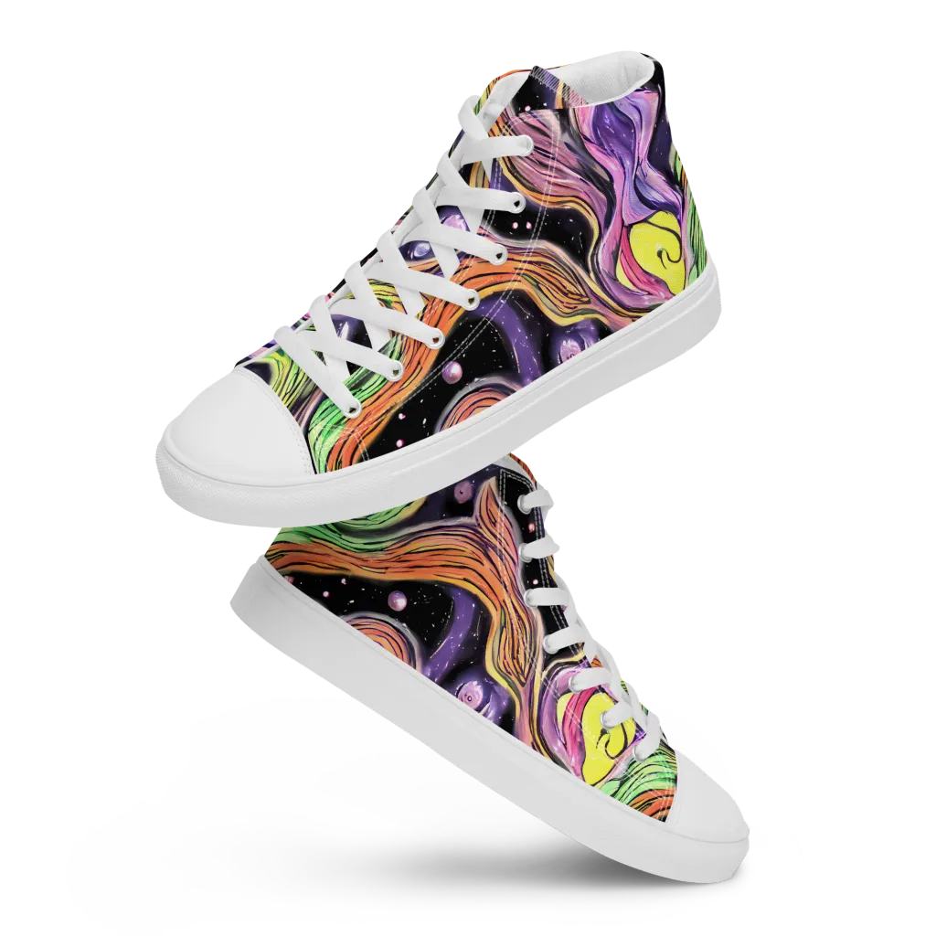 Cosmic Ribbon on Women's High Top Canvas Shoes — Front