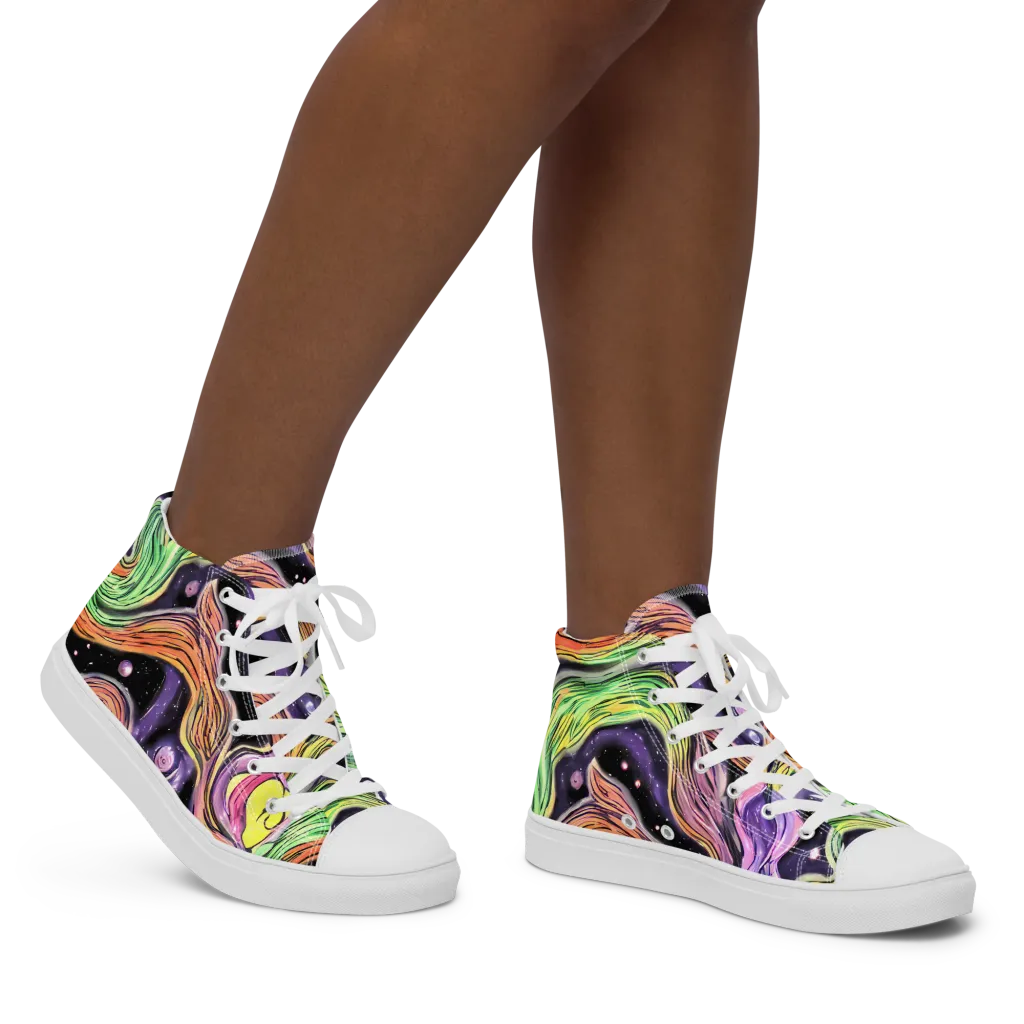 Cosmic Ribbon on Women's High Top Canvas Shoes — Right