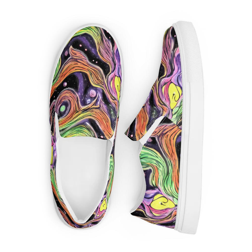 Cosmic Ribbon on Men's Slip-On Canvas Shoes — Front
