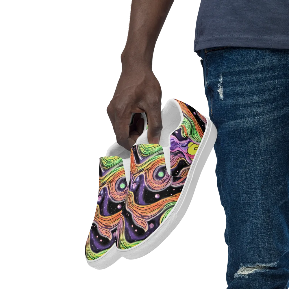 Cosmic Ribbon on Men's Slip-On Canvas Shoes — Left Front