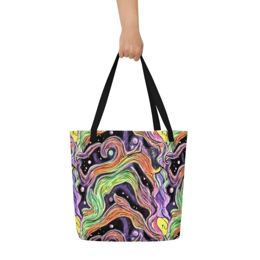 Cosmic Ribbon on a Large Tote Bag W/ Pocket