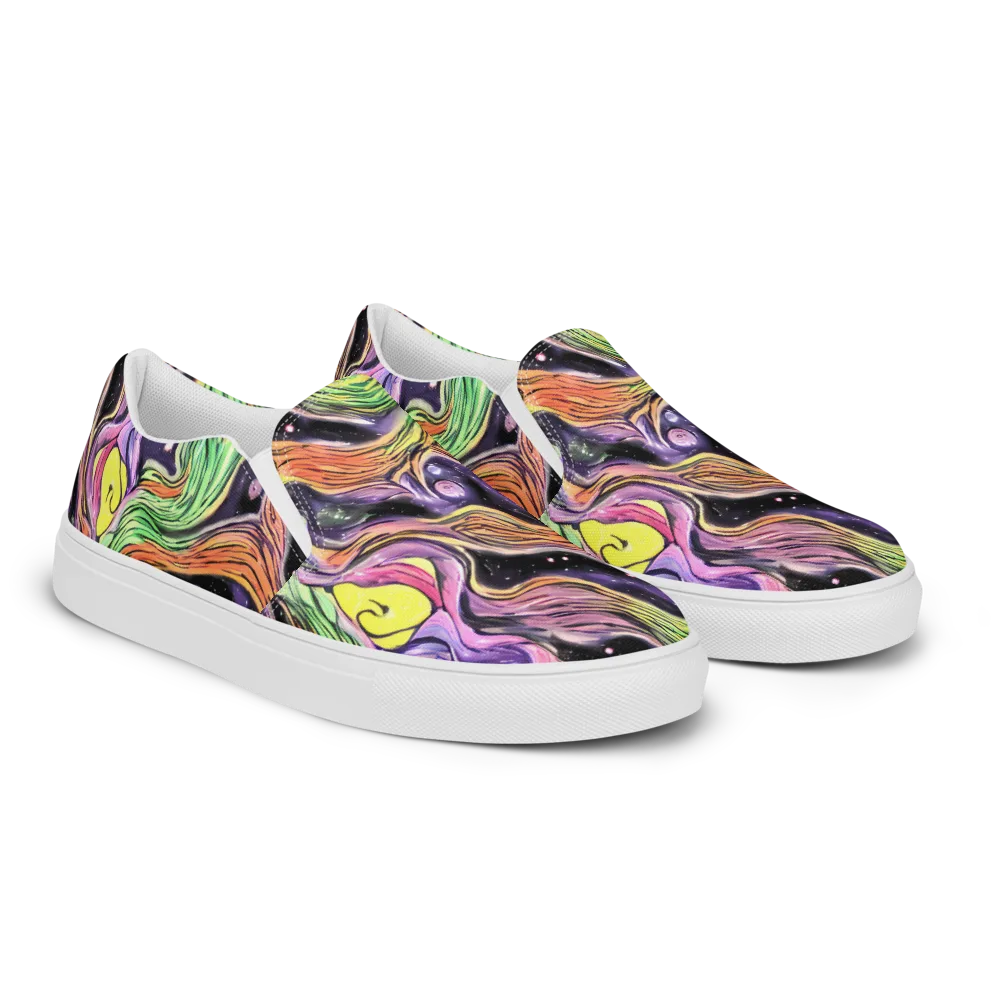 Cosmic Ribbon on Women's Slip-On Canvas Shoes — Right Front