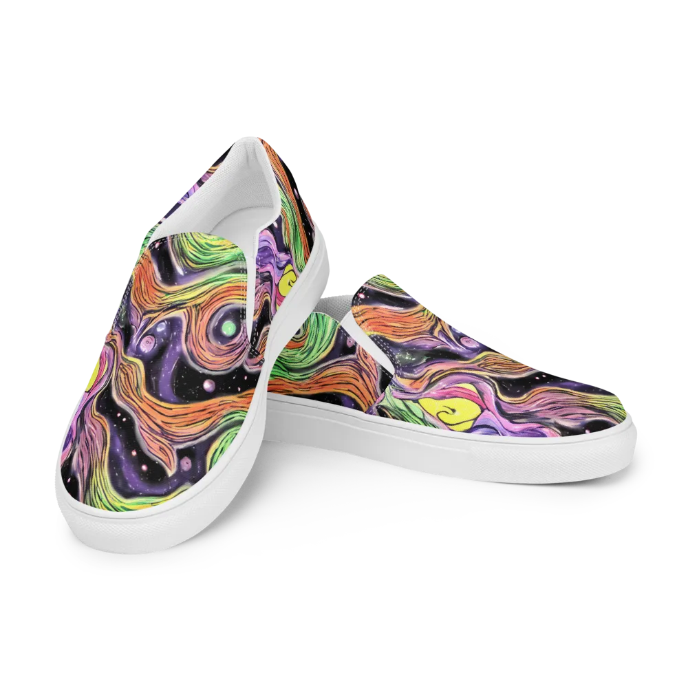 Cosmic Ribbon on Women's Slip-On Canvas Shoes — Left Front