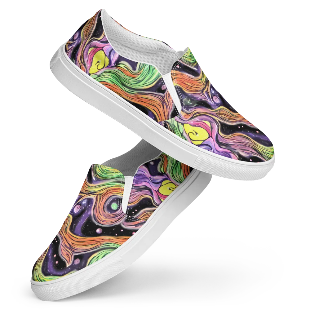 Cosmic Ribbon on Women's Slip-On Canvas Shoes — Front
