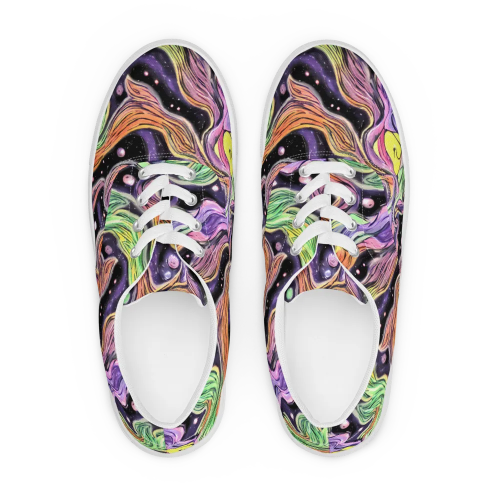 Cosmic Ribbon on Men's Lace-Up Canvas Shoes — Front