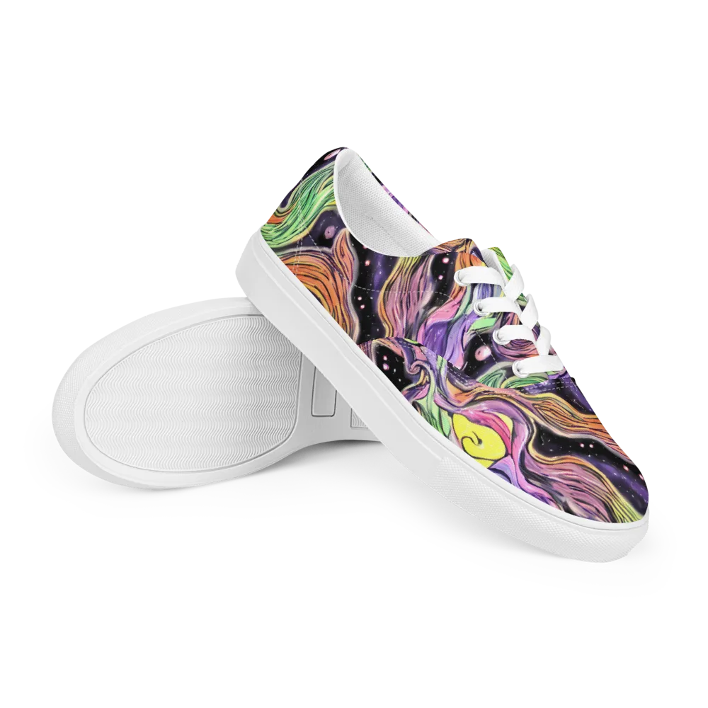 Cosmic Ribbon on Men's Lace-Up Canvas Shoes — Right Front