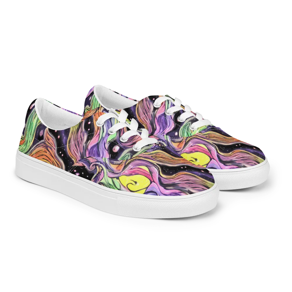 Cosmic Ribbon on Men's Lace-Up Canvas Shoes — Right Front