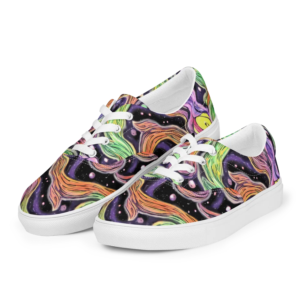 Cosmic Ribbon on Men's Lace-Up Canvas Shoes — Left Front
