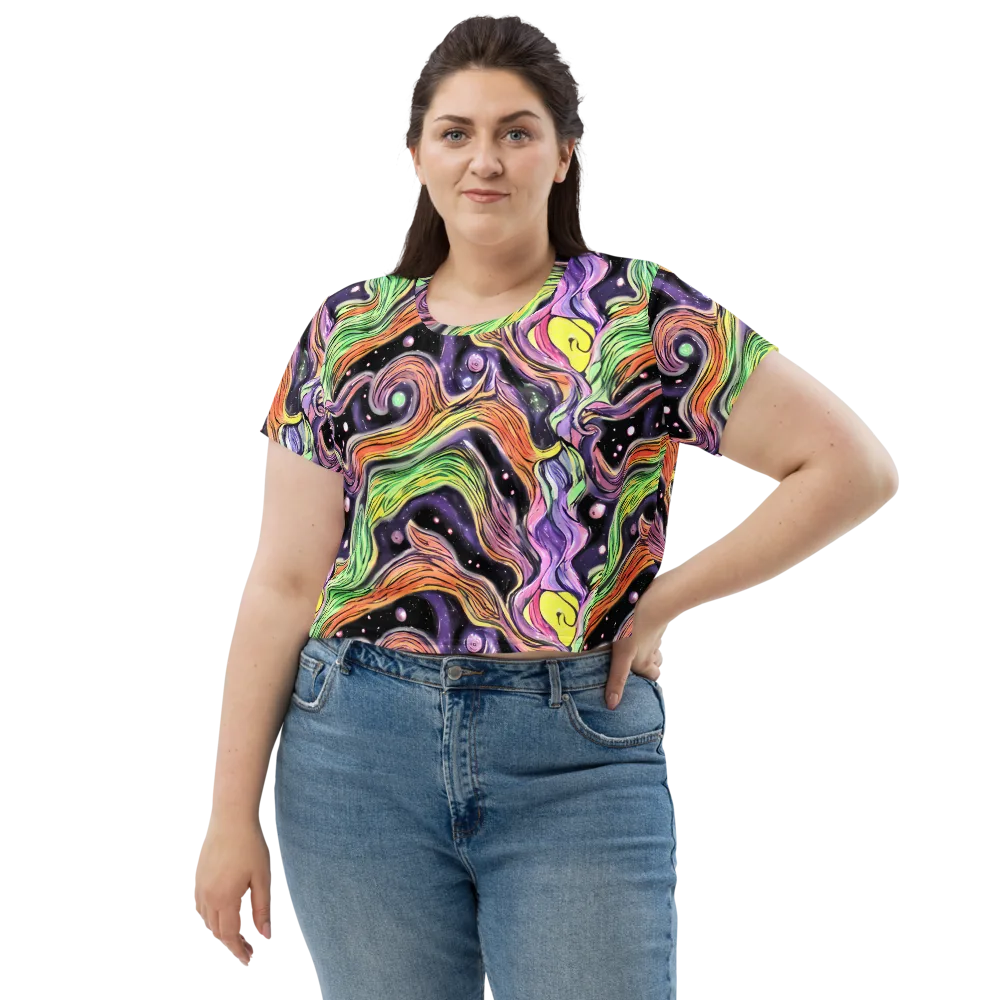 Cosmic Ribbon on Crop Tee — Front