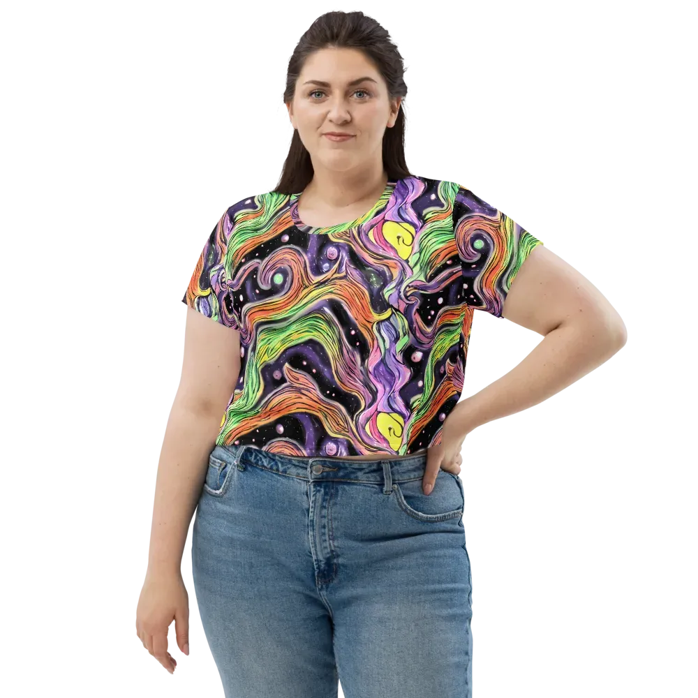 Cosmic Ribbon on Crop Tee — Front