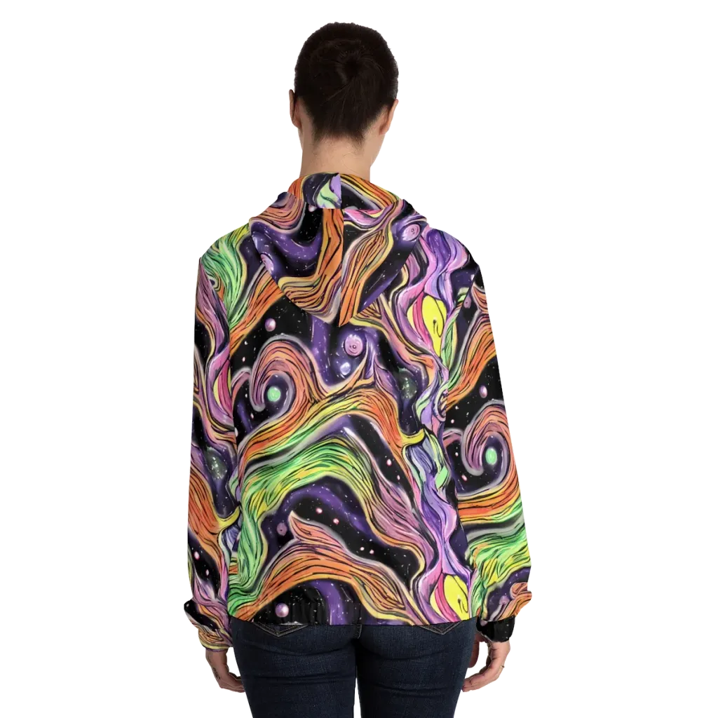 Cosmic Ribbon on Women's Full-Zip Hoodie — Back On Person