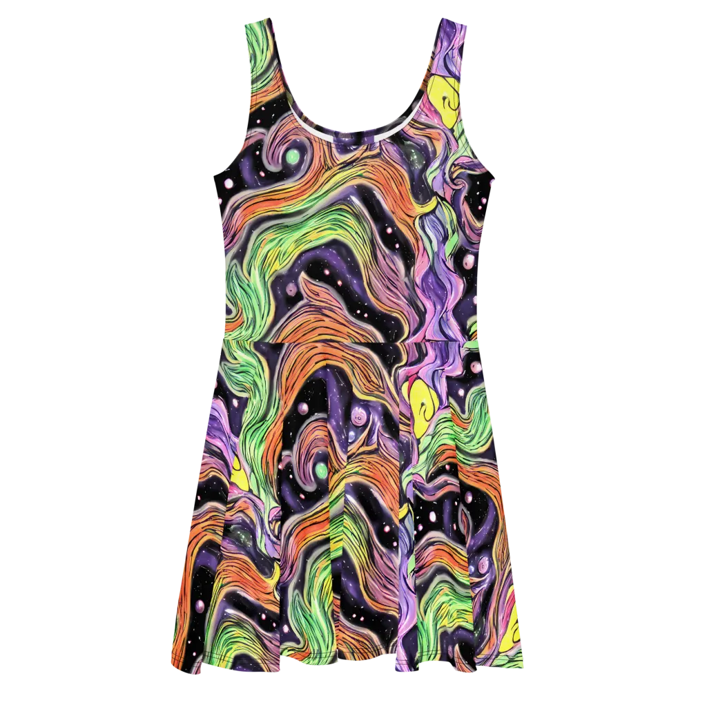 Cosmic Ribbon on Skater Dress — Front