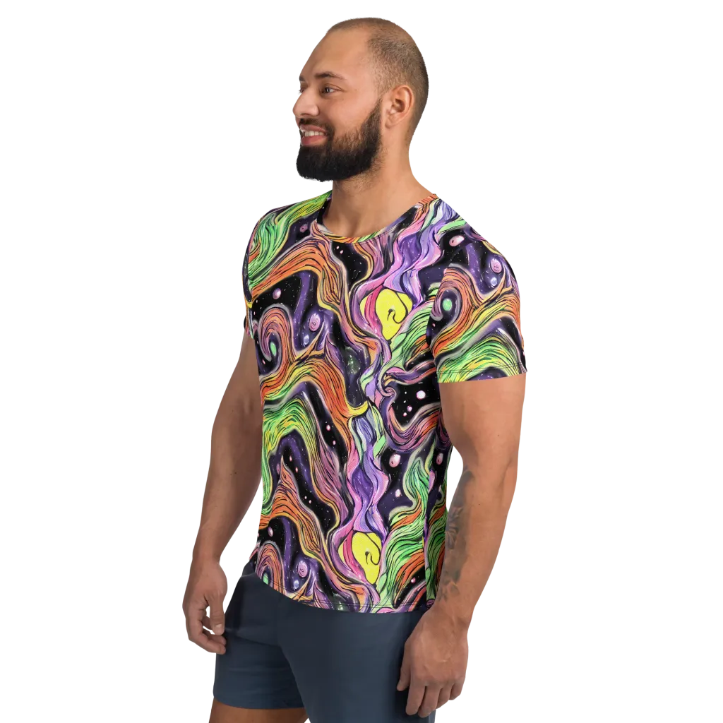 Cosmic Ribbon on Men's Athletic T-Shirt — Left