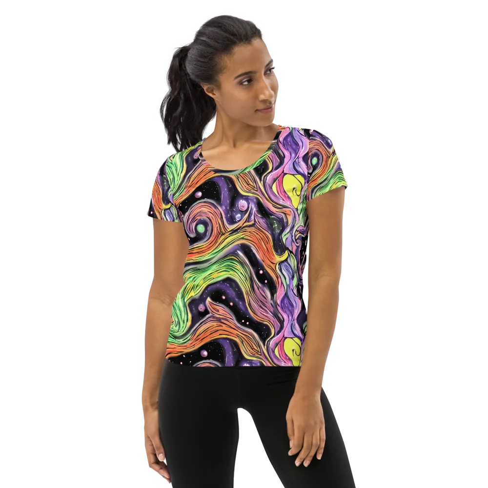 Cosmic Ribbon on Women's Athletic T-Shirt — Front