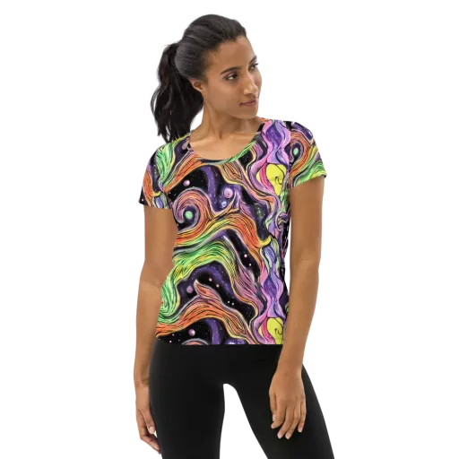 Cosmic Ribbon on a Women's Athletic T-Shirt