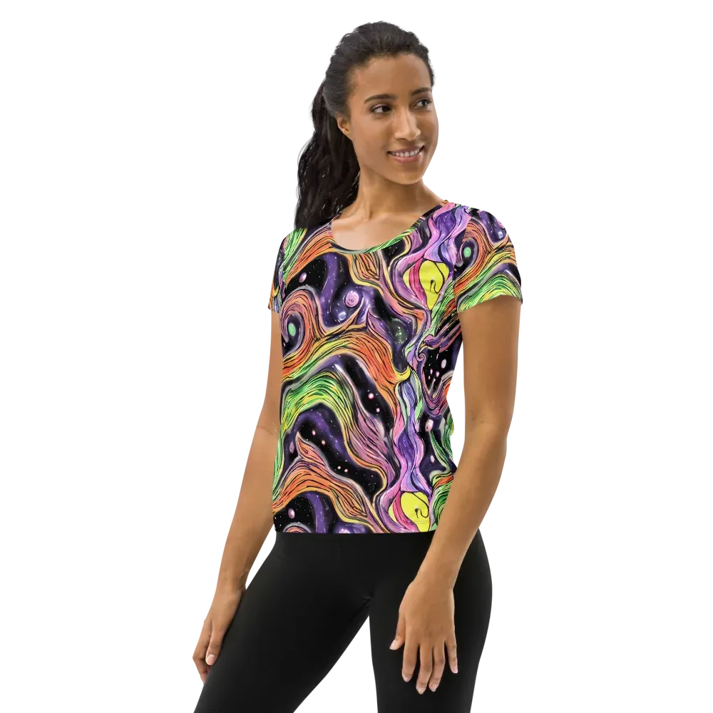 Cosmic Ribbon on Women's Athletic T-Shirt — Left