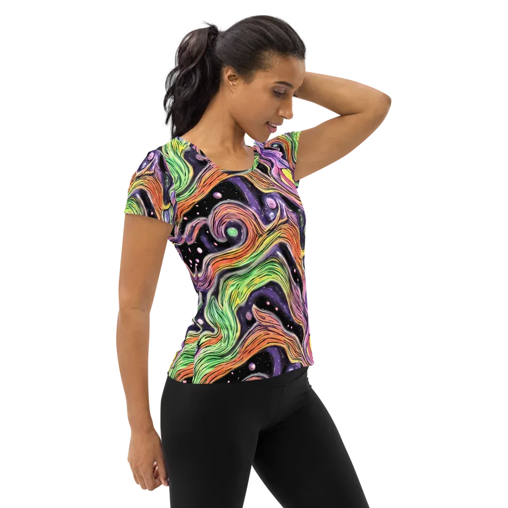 Cosmic Ribbon on Women's Athletic T-Shirt — Right