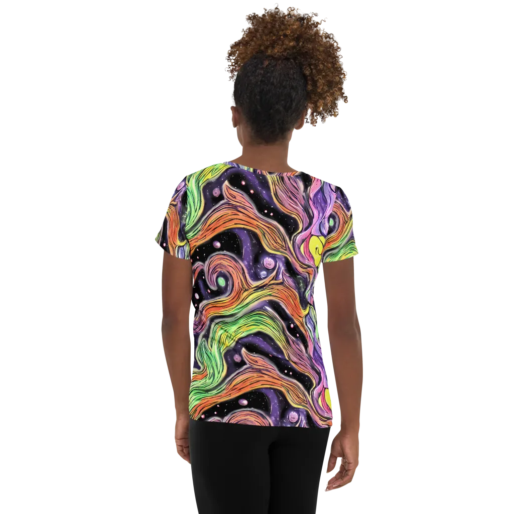 Cosmic Ribbon on Women's Athletic T-Shirt — Back