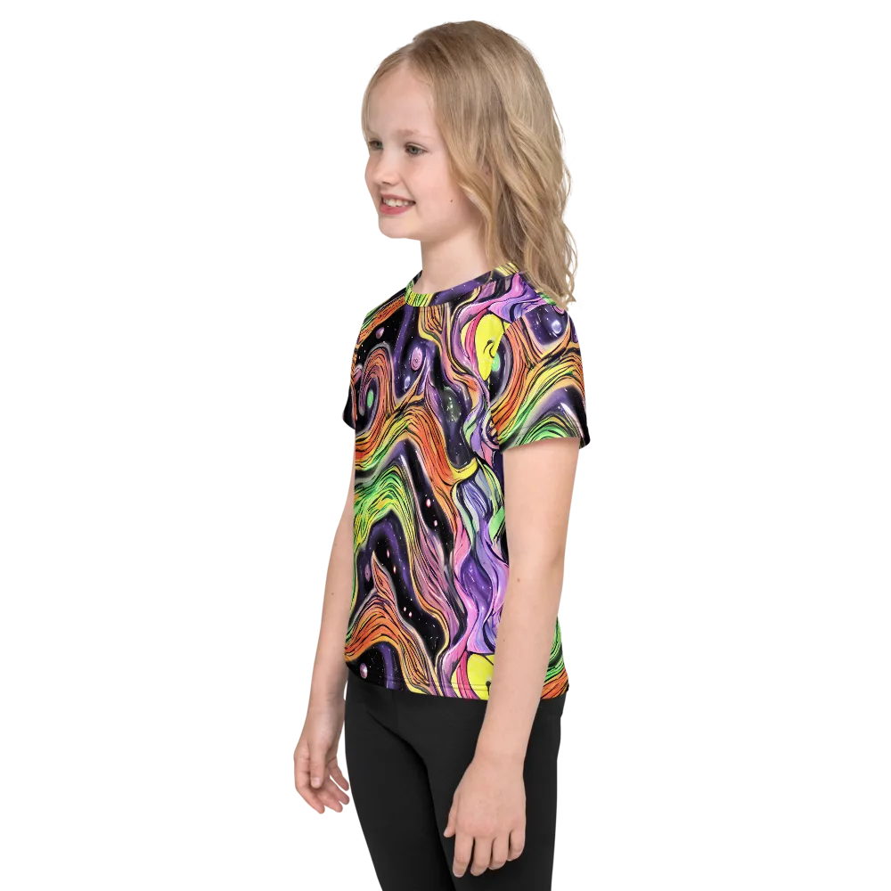 Cosmic Ribbon on Kids Crew Neck T-Shirt — Left