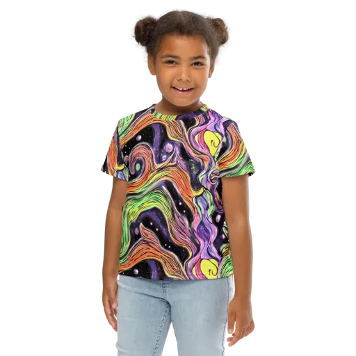 Cosmic Ribbon on a Kids Crew Neck T-Shirt