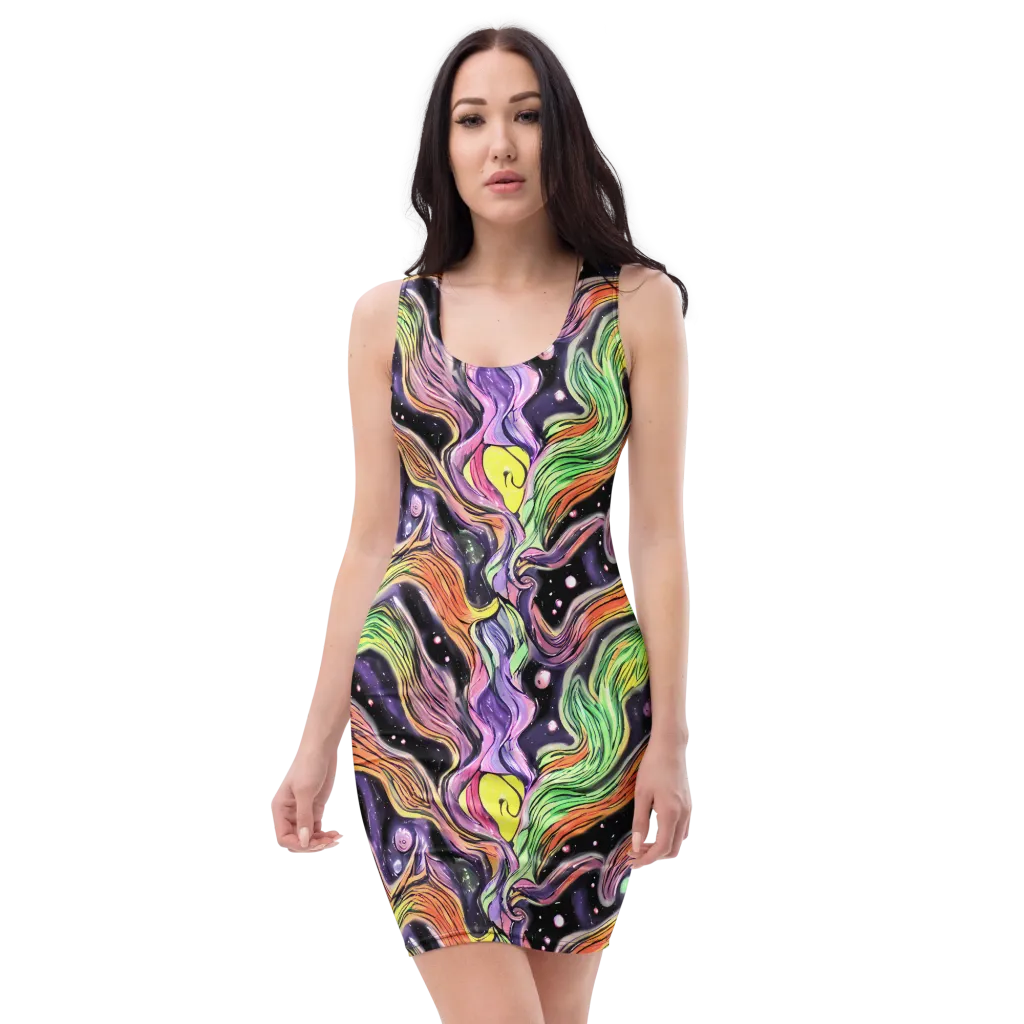 Cosmic Ribbon on Bodycon Dress — Front