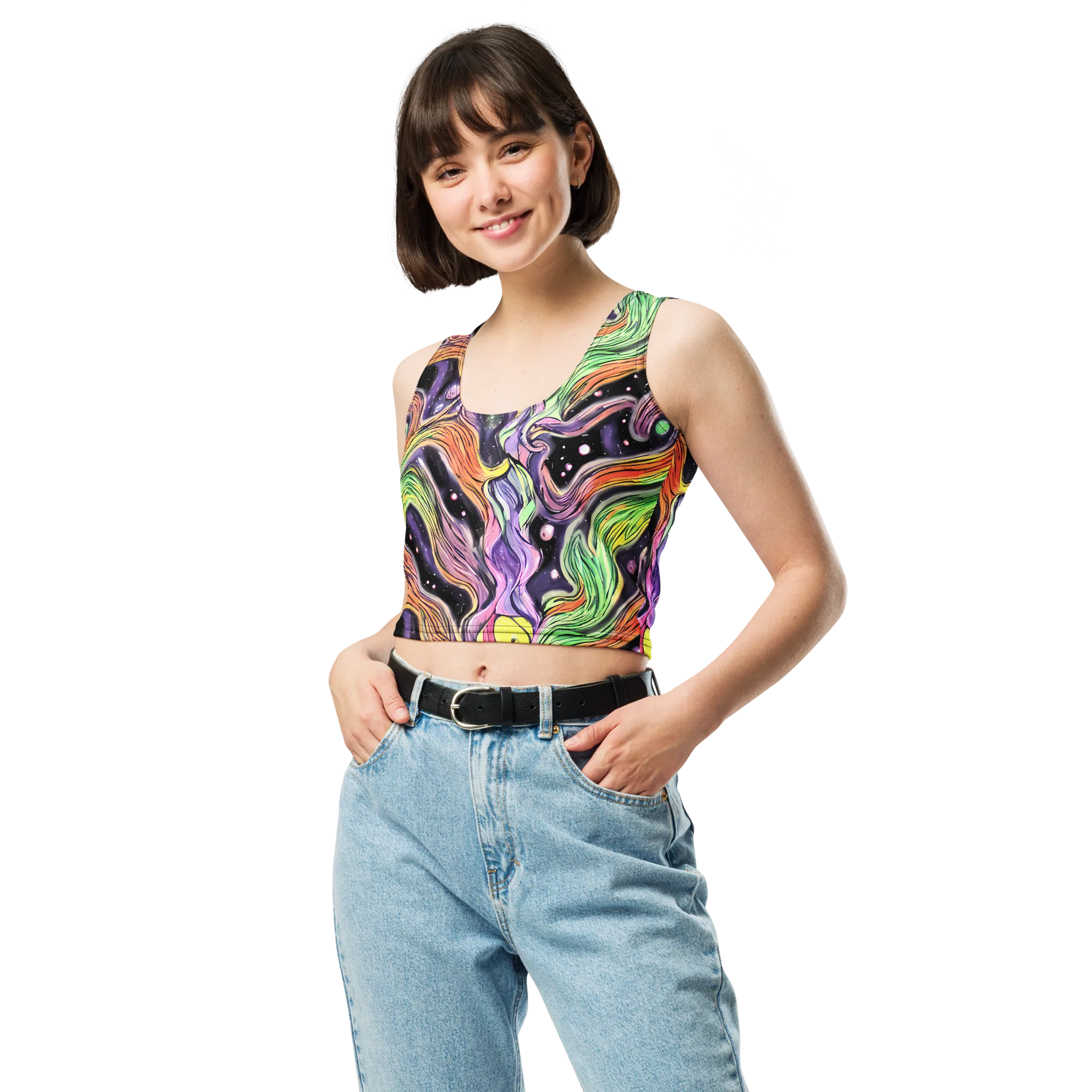 Cosmic Ribbon on Crop Top — Front