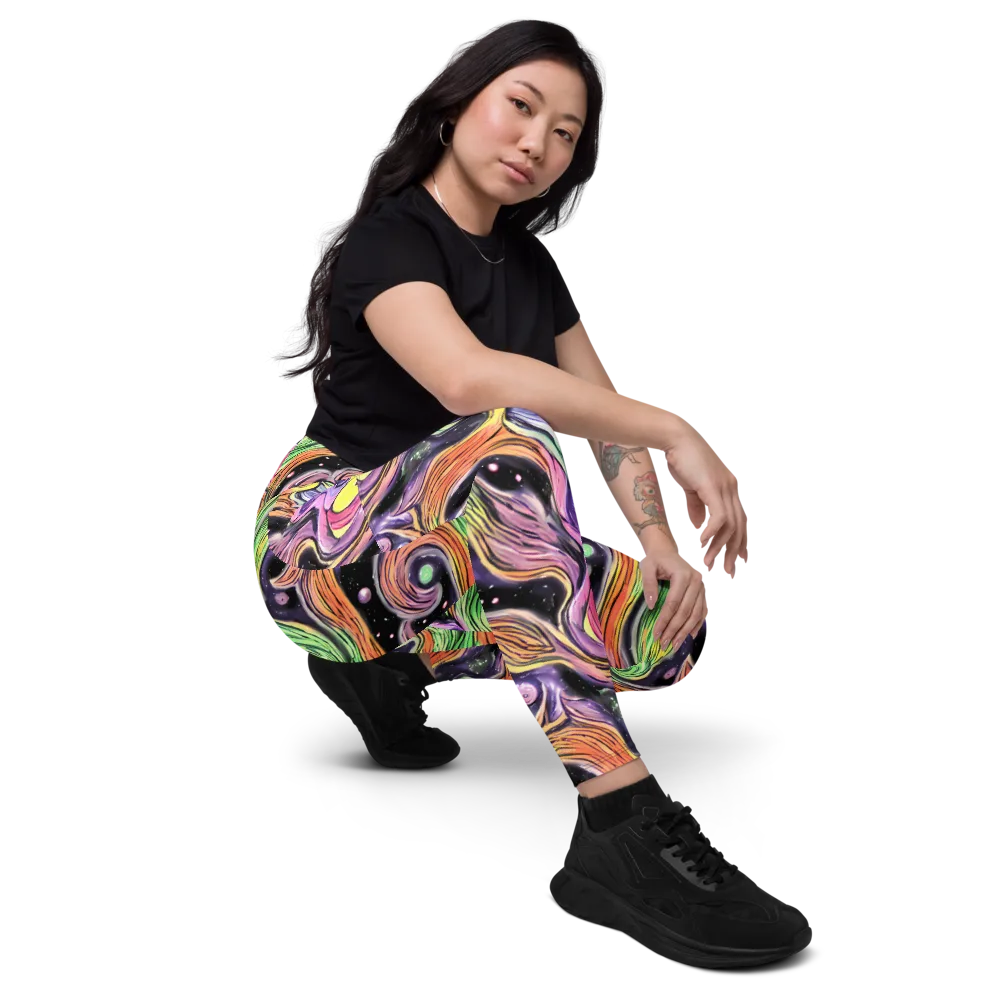 Cosmic Ribbon on Leggings with Pockets — Right Front
