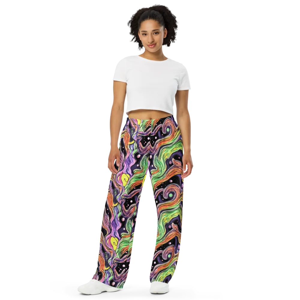 Cosmic Ribbon on Wide-Leg Pants — Front