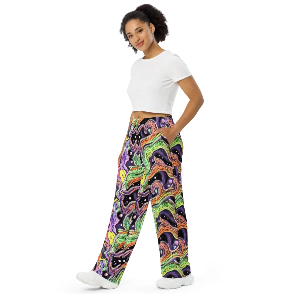 Cosmic Ribbon on Wide-Leg Pants — Left Front