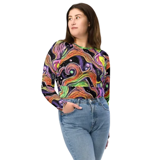 Cosmic Ribbon on a Long Sleeve Crop Top