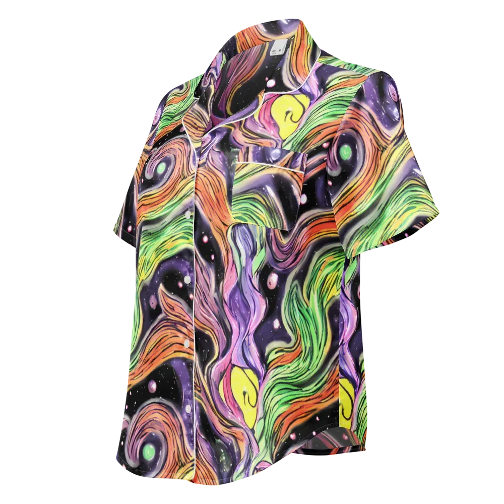 Cosmic Ribbon on Women's Short Sleeve Pajama Top — Left Front