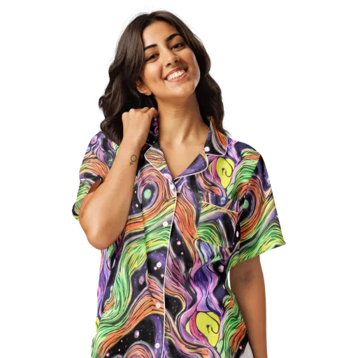 Cosmic Ribbon on a Women's Short Sleeve Pajama Top