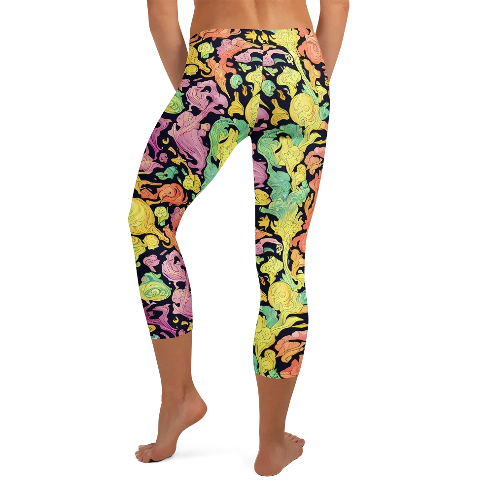 Chromatic Bloom on Capri Leggings — Back