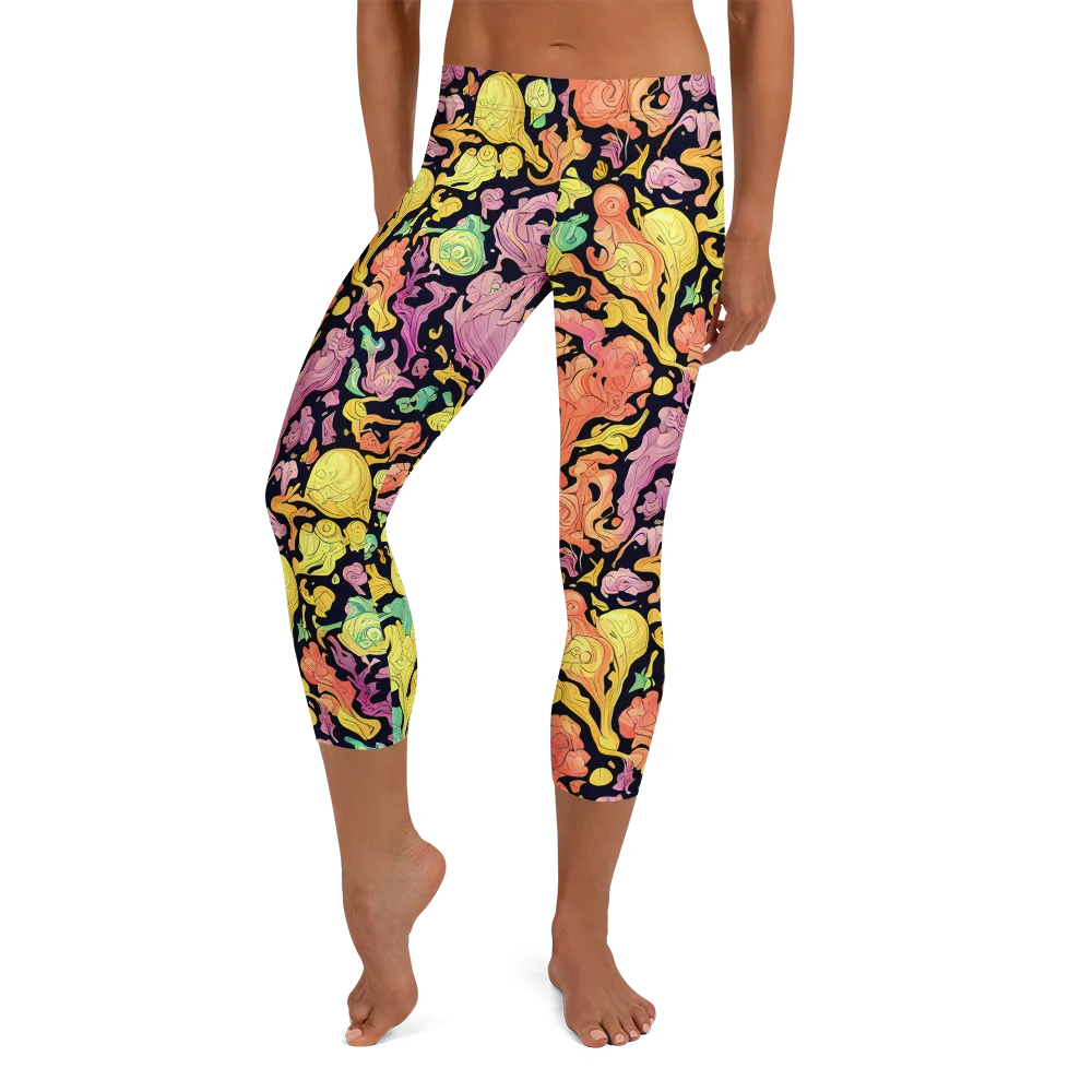 Chromatic Bloom on Capri Leggings — Front