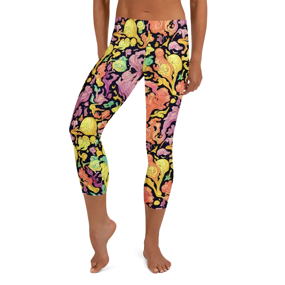 Chromatic Bloom on Capri Leggings — Front