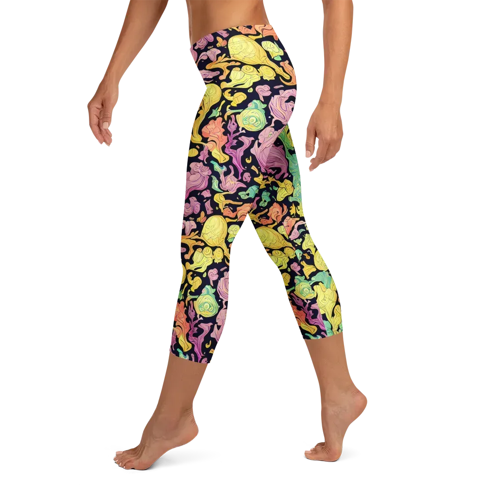 Chromatic Bloom on Capri Leggings — Left