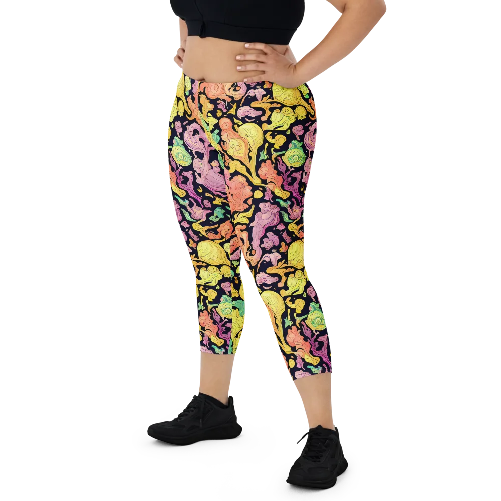 Chromatic Bloom on Capri Leggings — Front