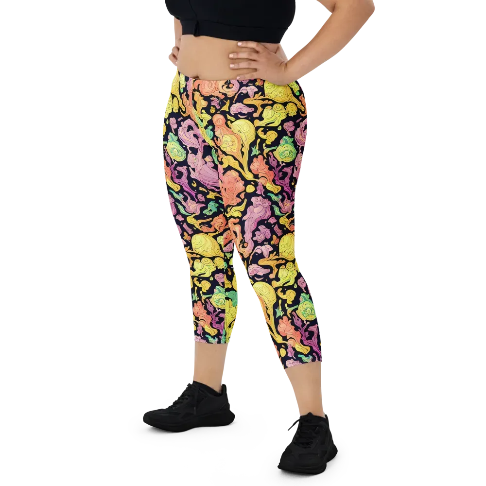 Chromatic Bloom on Capri Leggings — Front