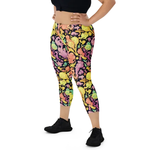 Chromatic Bloom on a Capri Leggings