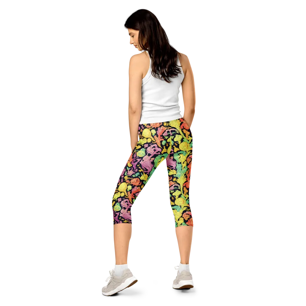 Chromatic Bloom on Capri Leggings — Back