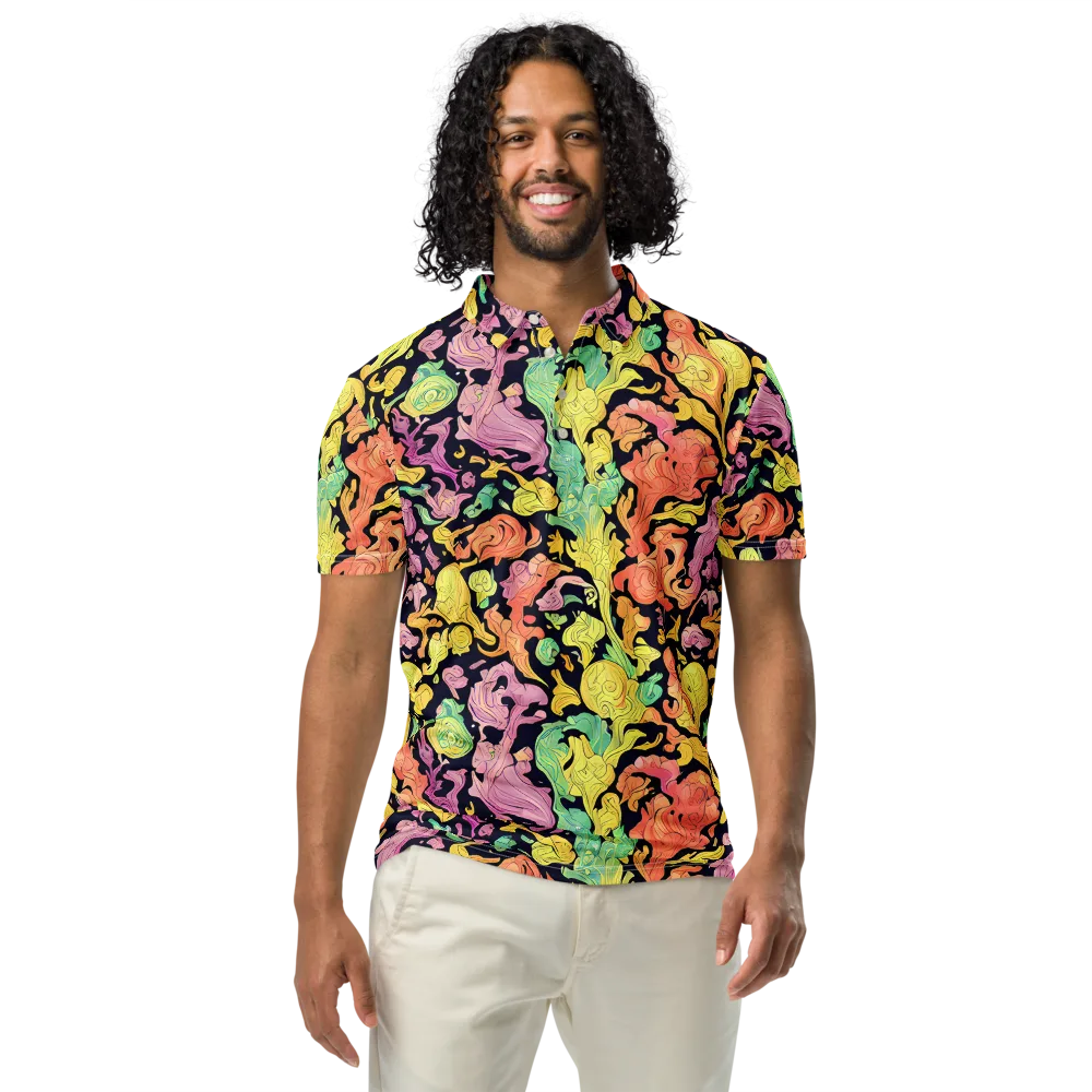Chromatic Bloom on Men's Slim Fit Polo Shirt — Front