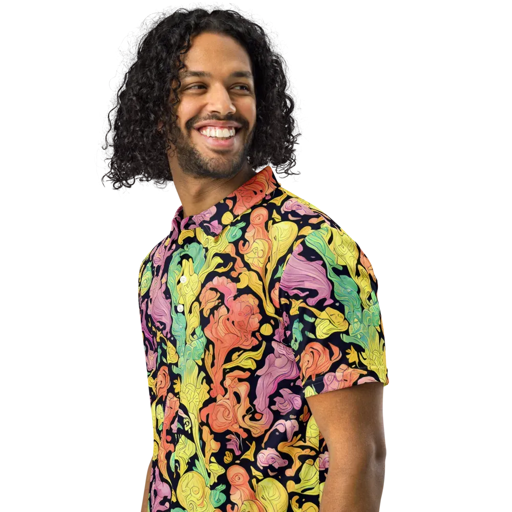Chromatic Bloom on Men's Slim Fit Polo Shirt — Left Front
