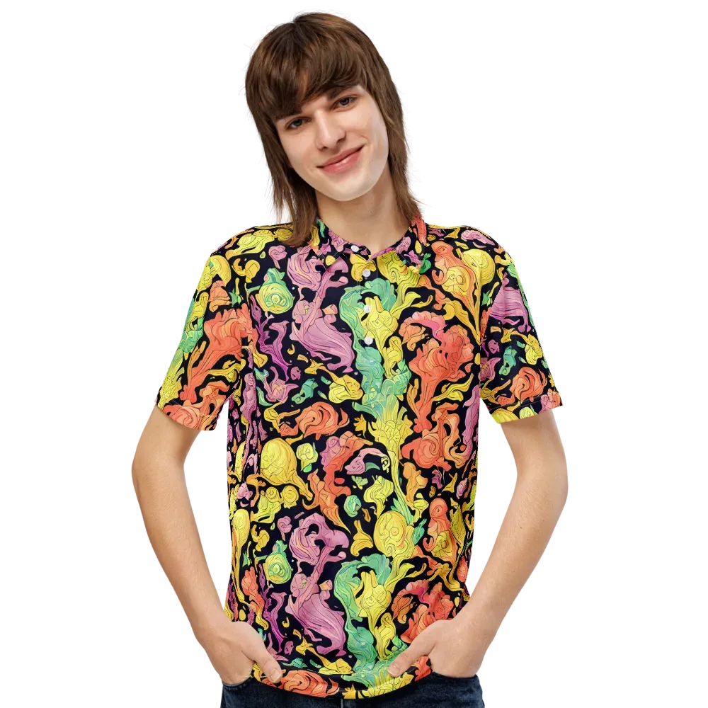 Chromatic Bloom on Men's Slim Fit Polo Shirt — Front
