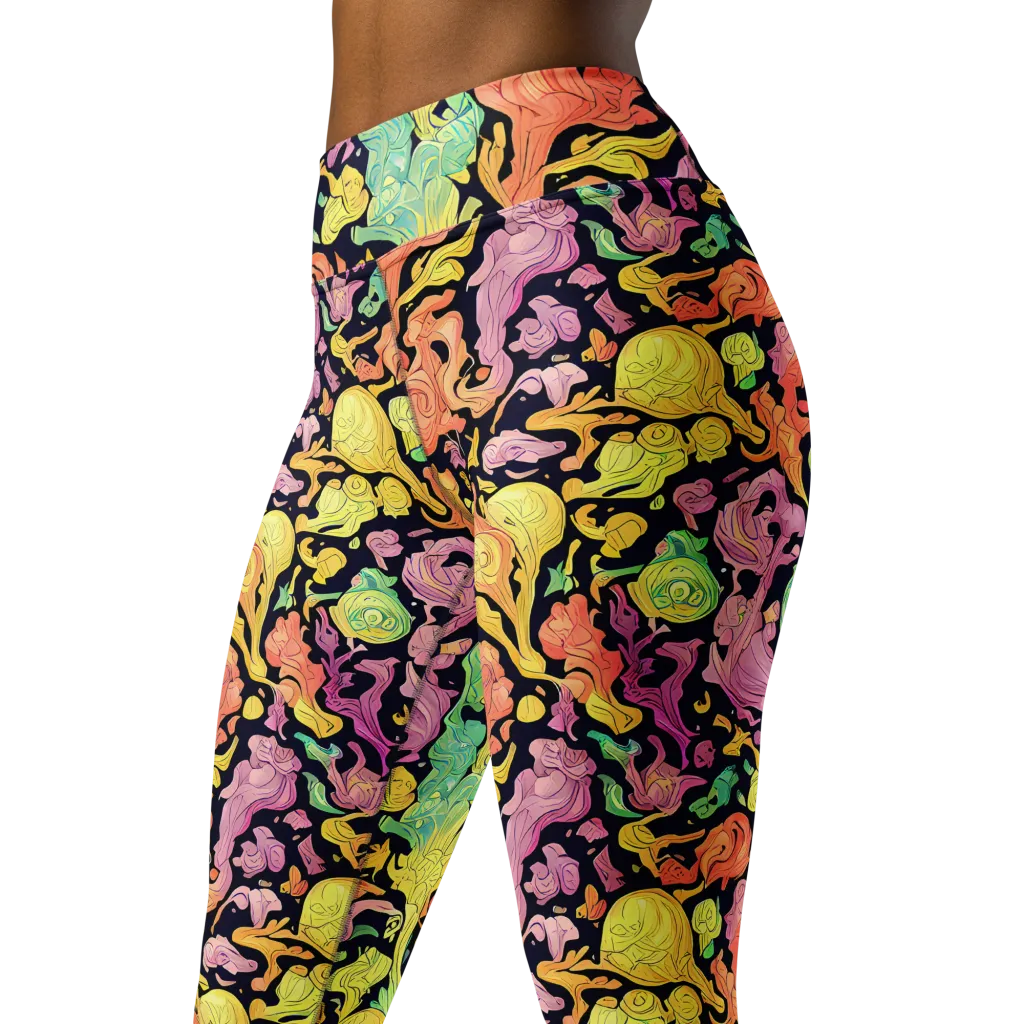 Chromatic Bloom on Yoga Leggings — Left Front