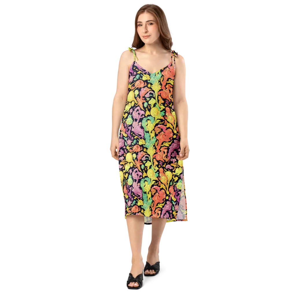Chromatic Bloom on Slip Dress — Front