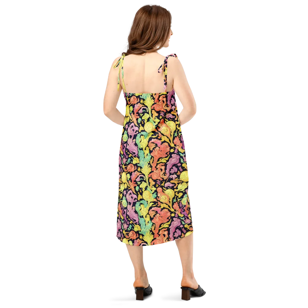Chromatic Bloom on Slip Dress — Back
