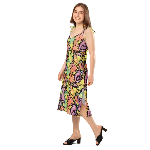 Chromatic Bloom on a Slip Dress